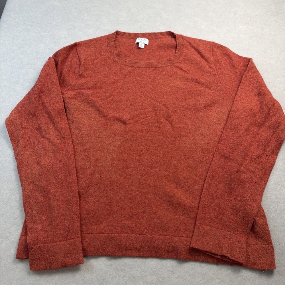 J.CREW Sweater Women’s XL Orange Teddie Wool Knit Pullover Neck Long Sleeve